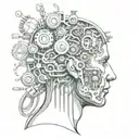 head surrounded bio mechanical tattoo design idea