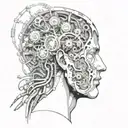 head surrounded bio mechanical tattoo design idea