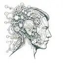 head surrounded bio mechanical tattoo design idea