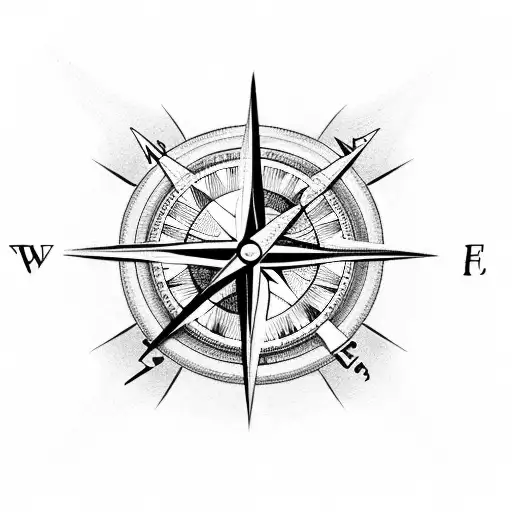 compass and clock tattoo design idea