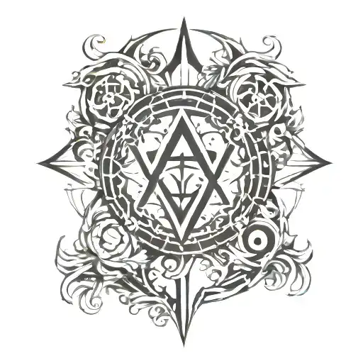 iota inside omega symbol tattoo design idea