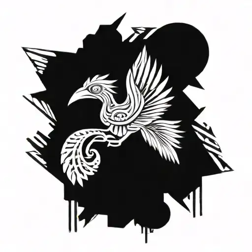 flying hornbill tattoo design idea