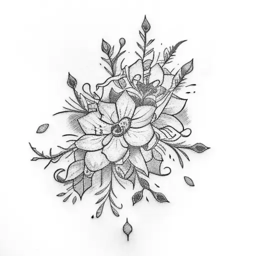 holly connected to larkspur  tattoo design idea