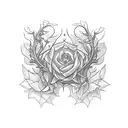holly and larkspur connected at stem tattoo design idea