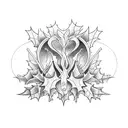 holly and larkspur connected at stem tattoo design idea