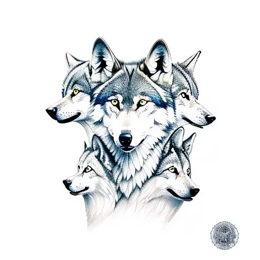 three wolf cubs together tattoo design idea