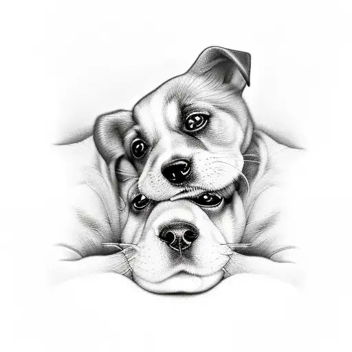 three puppies together tattoo design idea