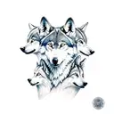 three wolf cubs together tattoo design idea