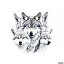 three wolf cubs together tattoo design idea