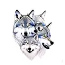 three wolf cubs together tattoo design idea