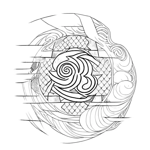 the Japanese word of "love" like the Naruto's anime named gaara, the background was a line like a of the cracked,3d tattoo design idea