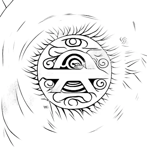 the Japanese word of "love" like the Naruto's anime named gaara, the background was a line like a of the cracked stone tattoo design idea