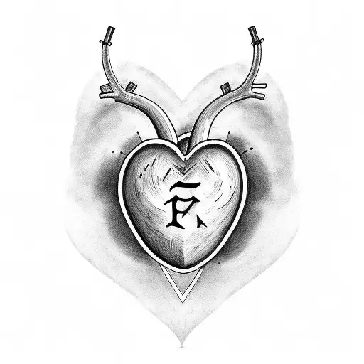 A tattoo design combining an anatomical heart with the names or initials of your wife and three daughters tattoo design idea