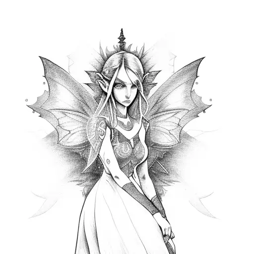 link with 4 light fairies different colors  tattoo design idea