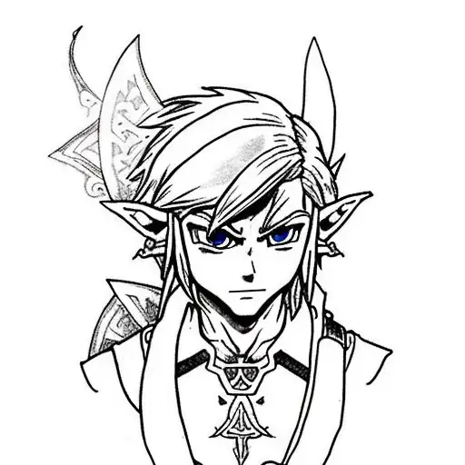 link from Zelda with 4 light fairies different colors  tattoo design idea