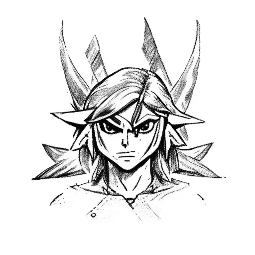 link from Zelda with 4 light fairies different colors  tattoo design idea