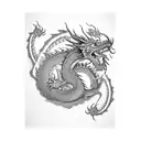 A dragon curled up around a stack of books tattoo design idea