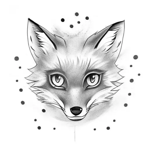 A tattoo design of a fox wearing a Monster High-themed outfit in a black-grey style tattoo design idea