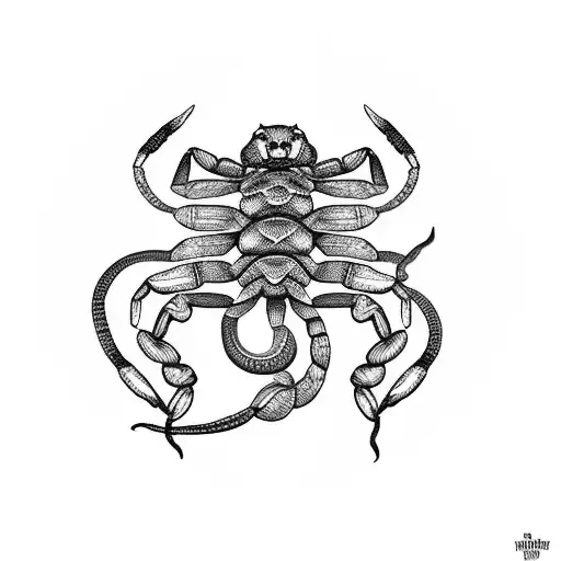 Scorpion with snake as a tail tattoo design idea