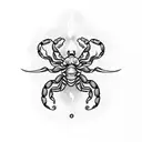 scorpion with a circle of fire and a snake sting tattoo design idea
