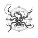 scorpion with a circle of fire and a snake sting tattoo design idea