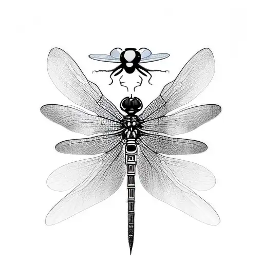 blackwork minimalist scopophobia dragonfly tattoo design idea