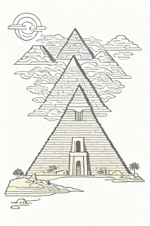 nile river piramid head silent tattoo design idea