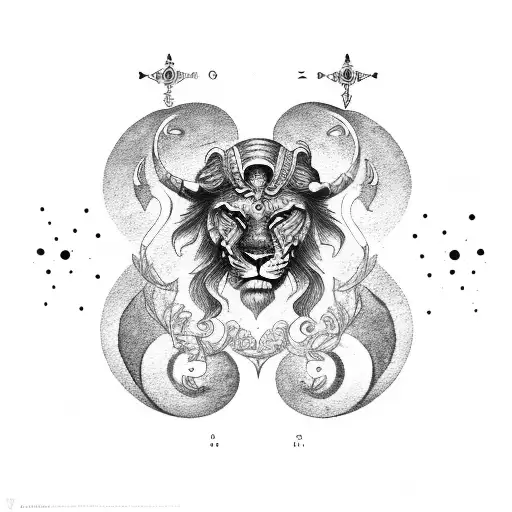 zodiac sign leo Sagittarius aquarius  tattoo design idea