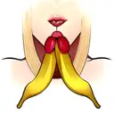 lips licking a banana tattoo design idea