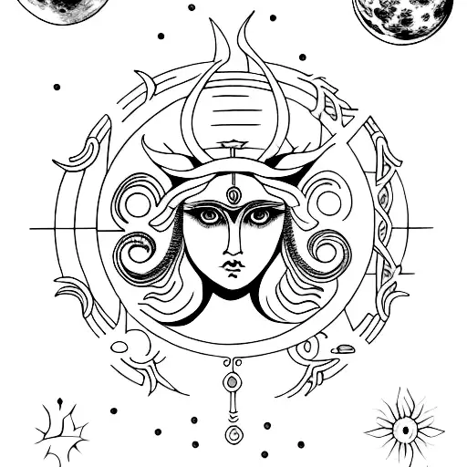 Moon and Goddess Hecate tattoo design idea