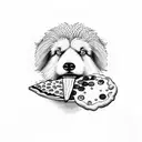 Sheepdog with Pizza in mouth tattoo design idea