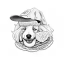 Sheepdog with Pizza in mouth tattoo design idea