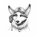 Sheepdog with Pizza in mouth tattoo design idea