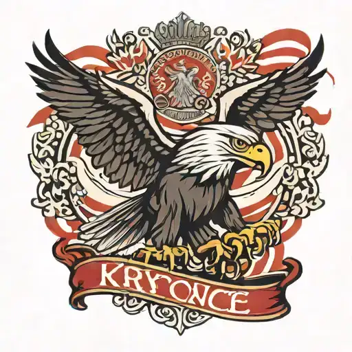 eagle with the Polish flag and the inscription Krynice tattoo design idea