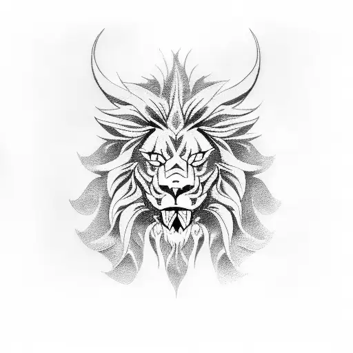 demon lion tattoo design idea