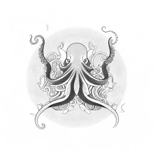 Mandala octopus fighting astronaut tattoo design idea