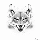puma eating wolf tattoo design idea