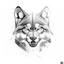 puma eating wolf tattoo design idea