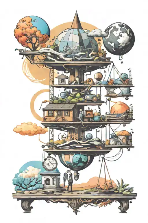 monotony, superficial balance. nostalgia, astral balance. both states of mind parallel to an all too real everyday life tattoo design idea