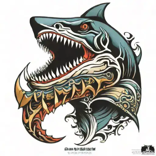 Shark Jaw with Cross  tattoo design idea