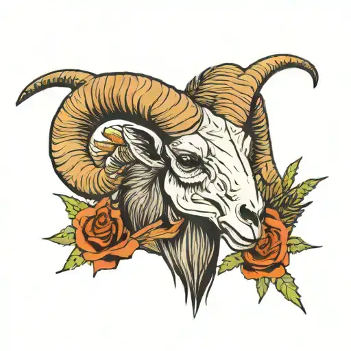desert bighorn sheep skull, sagebrush, and the words battle born  tattoo design idea