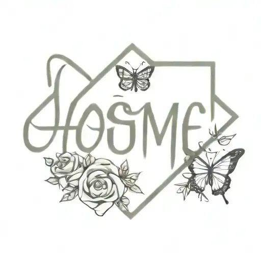 baseball home plate with the word home surrounded by butterflies and roses tattoo design idea