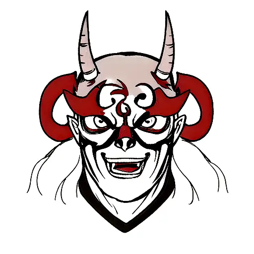 Anime Oni Mask Tattoo Idea - BlackInk AI