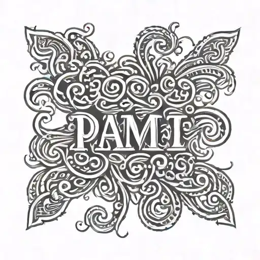 A simple design that contains the lettering PAMI. Theme, love, marriage tattoo design idea