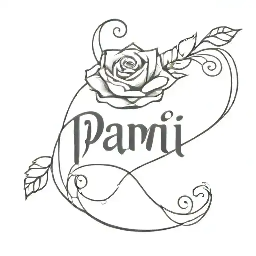 A simple design that contains the lettering PAMI. Theme, love, marriage tattoo design idea