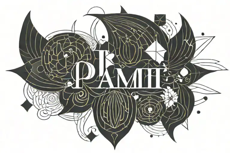 A tattoo with the word PAMI. It is meant to express love. tattoo design idea