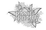 A tattoo that expresses love with the lettering PAMI. It should contain a rocket and a heart and a butterfly tattoo design idea