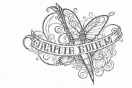A tattoo that expresses love with the lettering PAMI. It should contain a rocket and a heart and a butterfly tattoo design idea