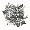 A simple design that contains the lettering PAMI. Theme, love, marriage tattoo design idea