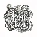 A simple design that contains the lettering PAMI. Theme, love, marriage tattoo design idea